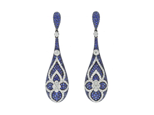 Blue Floral Drop Earrings