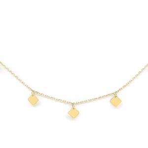Square Charms Delicate Yellow Gold Chain Ladies Necklace