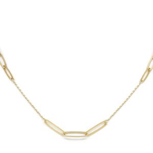 Paperclip Yellow Gold Delicate Ladies Necklace