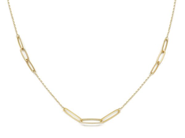 Paperclip Yellow Gold Delicate Ladies Necklace