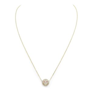 Smiley Ladies Necklace - Yellow Gold & Ruby