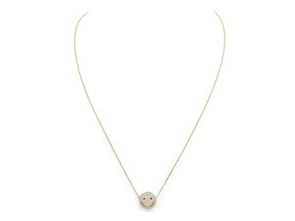 Smiley Ladies Necklace - Yellow Gold & Ruby