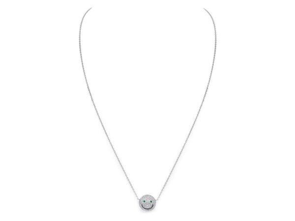 Smiley Ladies Necklace - White Gold & Green Tsvavorite