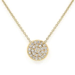 Gold Diamond Disc Ladies Necklace