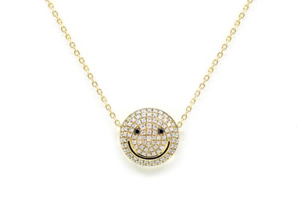 Smiley Ladies Necklace - Yellow Gold & Blue Sapphire