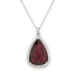Rubellite Pear Pendant Ladies Necklace