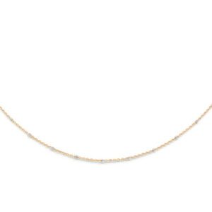 Delicate Rose Gold Chain with White Gold Cubes Ladies Necklace