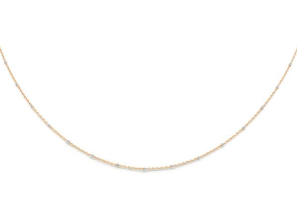 Delicate Rose Gold Chain with White Gold Cubes Ladies Necklace