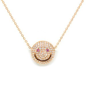 Smiley Ladies Necklace - Rose Gold & Pink Sapphire