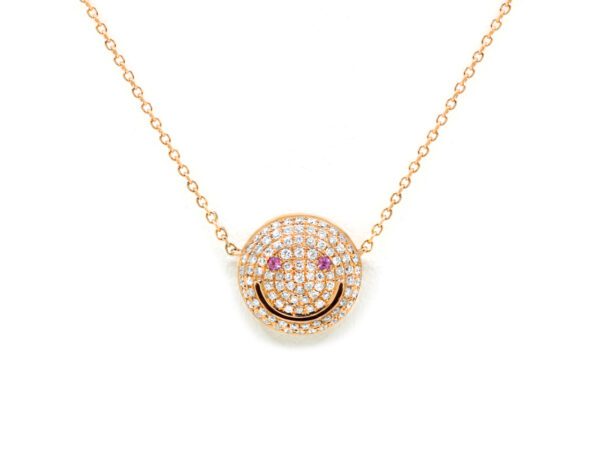 Smiley Ladies Necklace - Rose Gold & Pink Sapphire