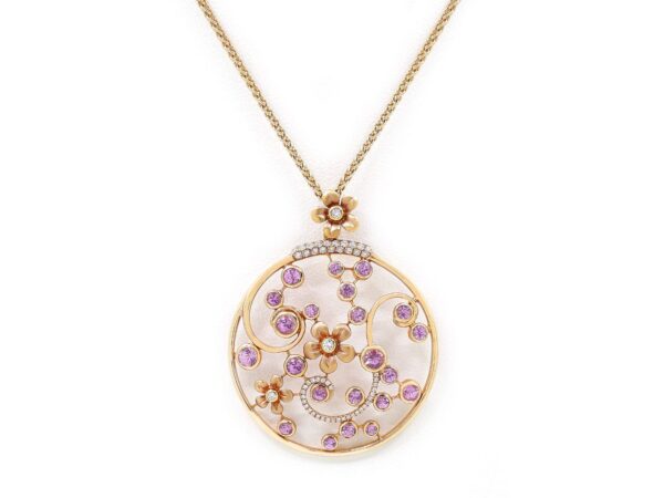 Rose Gold Circle Flower Ladies Necklace