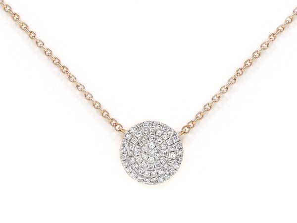 Diamond Rose Gold Disc Ladies Necklace