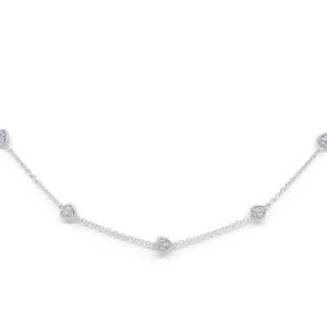 Diamond Heart Charms White Gold Ladies Necklace