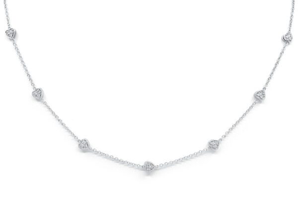 Diamond Heart Charms White Gold Ladies Necklace