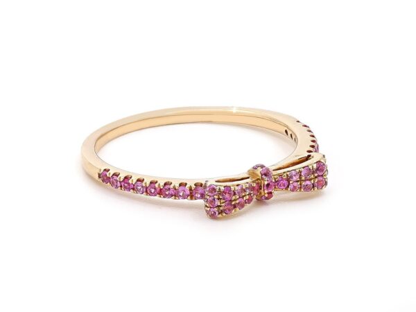 Diamond Bow Ladies Ring - Pink Sapphires