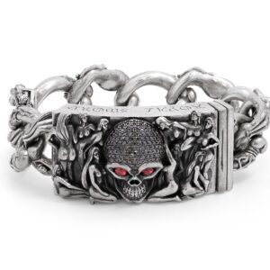 Black Diamond Skull Mens Bracelet