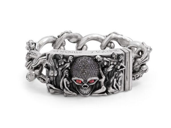 Black Diamond Skull Mens Bracelet