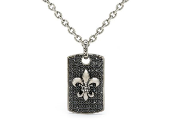 Black Diamond Fleur De Lis Mens Tag