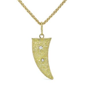 Gold Diamond Shark Tooth Mens Necklace