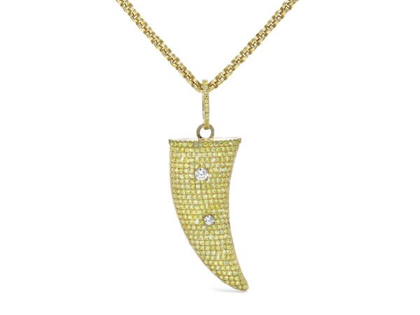 Gold Diamond Shark Tooth Mens Necklace