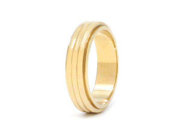 Gold Ribbed Mens Ring