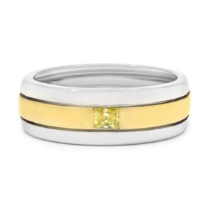 White and Yellow Gold Mens Ring