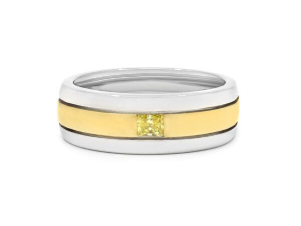 White and Yellow Gold Mens Ring