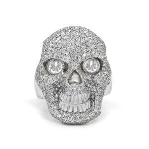 Platinum Diamond Skull Mens Ring