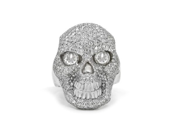 Platinum Diamond Skull Mens Ring