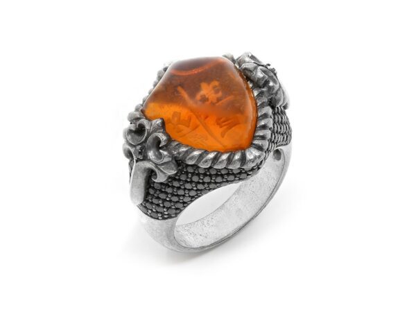 Orange Sheild Mens Ring