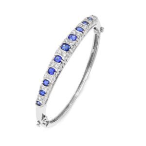 Sapphire & Diamond White Gold Ladies Bangle