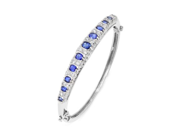 Sapphire & Diamond White Gold Ladies Bangle