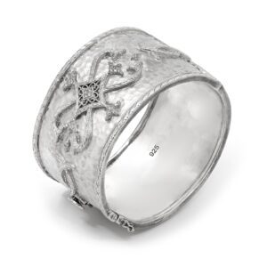 Ornate Wide Cuff Silver Ladies Bracelet