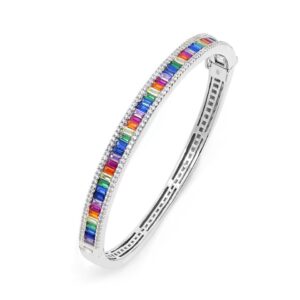 Rainbow Bangle - White Gold