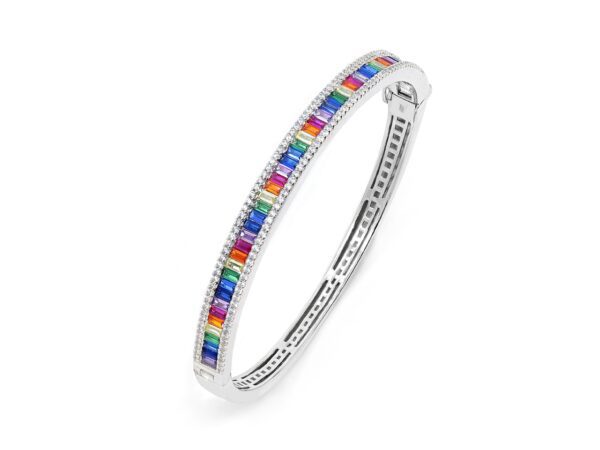 Rainbow Bangle - White Gold