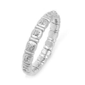 Silver Pounded Diamond Cuff Ladies Bracelet