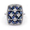 Blue Sapphire Shield Ladies Ring - Image 2
