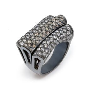 Rolling Hills Rhodium Cognac Ladies Ring