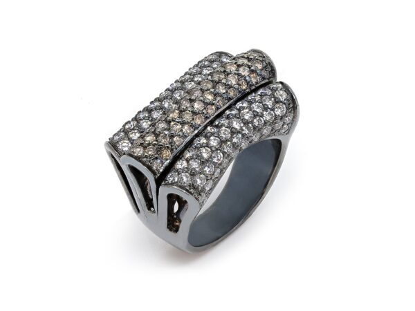 Rolling Hills Rhodium Cognac Ladies Ring