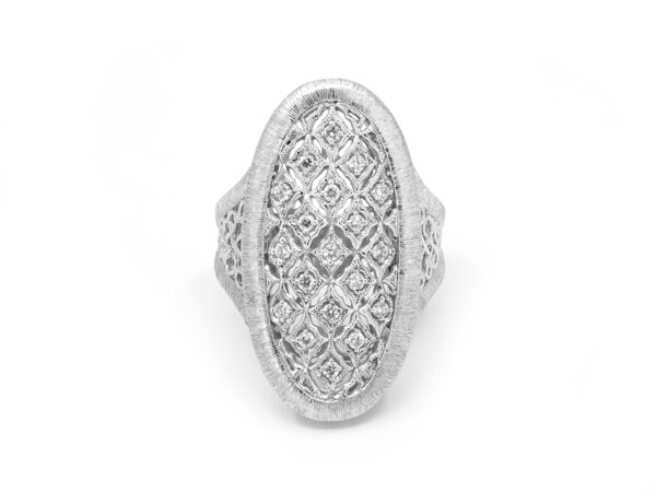 White Diamond Shield Ladies Ring