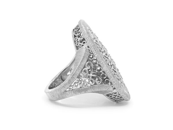 White Diamond Shield Ladies Ring - Image 2