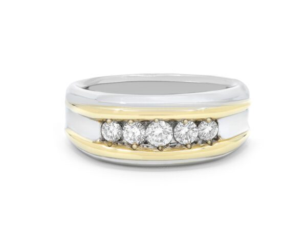 Hidden Diamonds Mens Ring - White Gold