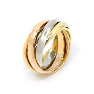 Twisted Bands Mens Ring - Yellow and Rose Gold