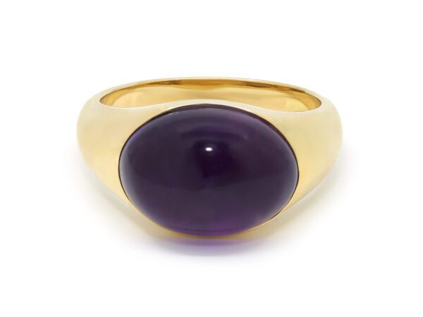 Yellow Gold Purple Tsavorite Mens Ring