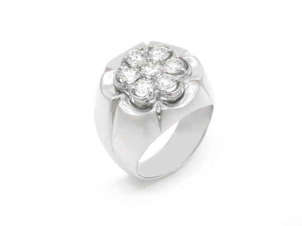 Diamond Flower Statement Mens Ring